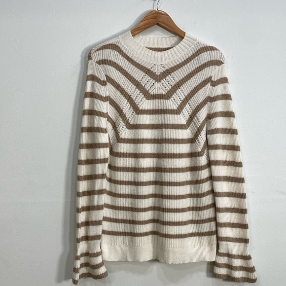 Loft Beachy Cotton Blend Sweater Flare Cuffs Large - Picture 2 of 13